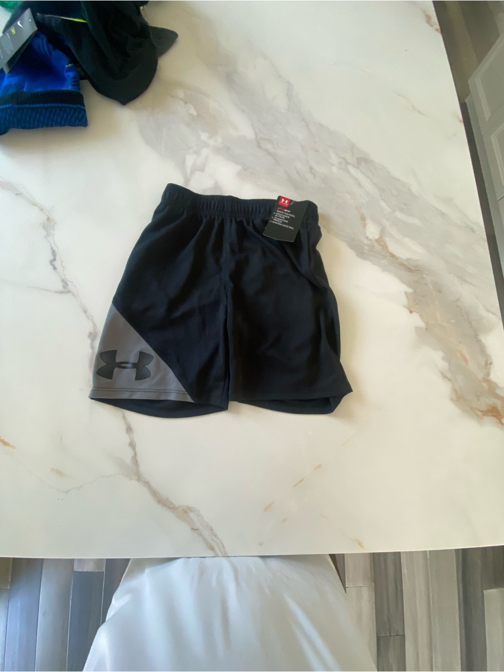 Under Armour Black Athletic Shorts with Gray Logo Accent